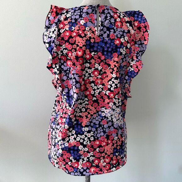 Juicy Couture Pink And Purple Floral Ruffle Sleeveless Blouse Top Size Small - Picture 2 of 8